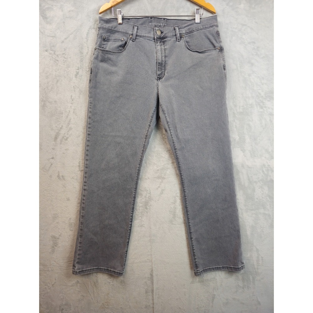Mott and Bow Mens Straight Denim Jeans 36x29.5 Gray Stretch Work Comfort